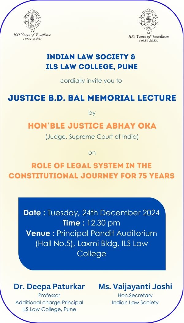 Justice B.D. Bal Memorial Lecture: 24 December 2024